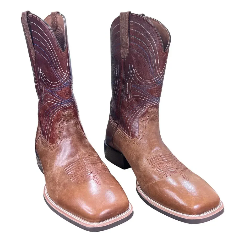 Ariat Lawless Wide Brown Leather Cowboy Western Boots Size 12 EE